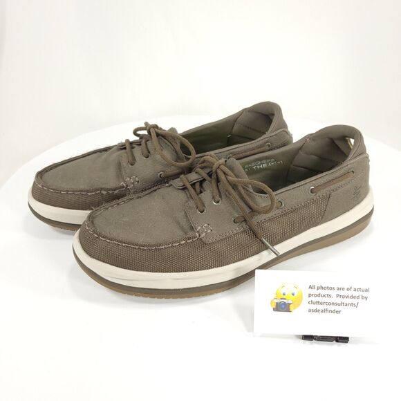 Skechers Lace Up Outdoor Boat Shoe Mens Size 8.5 53750 Green White - Picture 1 of 9